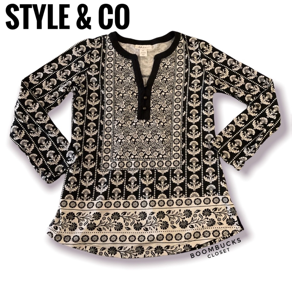 Style & Co Boho Long sleeves printed blouse Luxe Fantasy